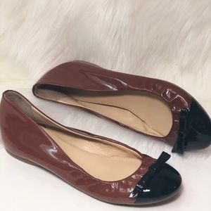 J. Crew Patent Leather Cap Toe Bow Ballet  Flats